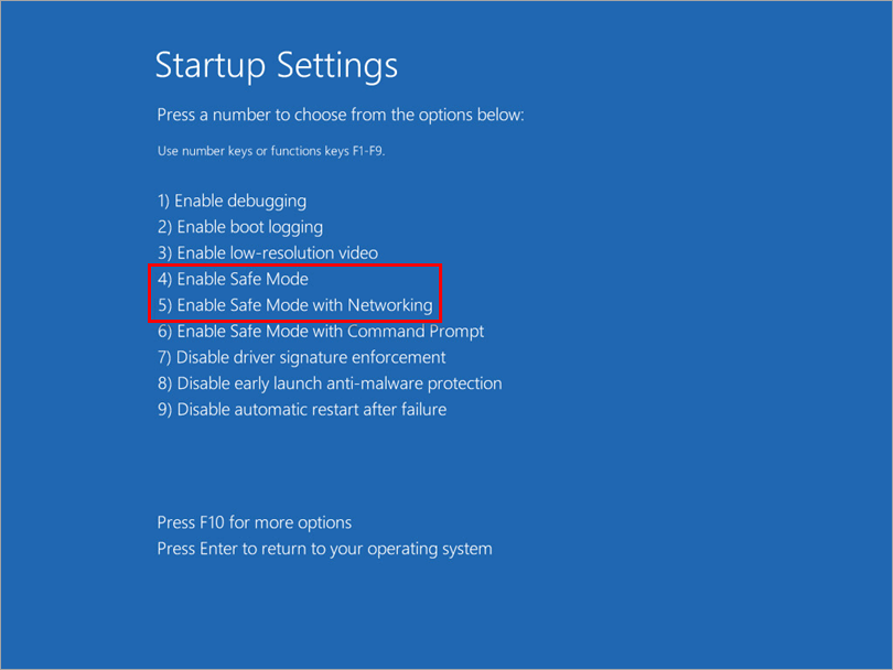 Steps to boot Windows 10 in safe mode